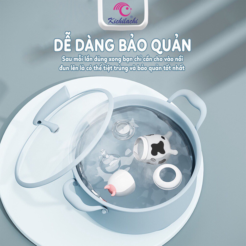 Bình sữa PPSU cổ rộng Kichilachi chính hãng kèm núm ty siêu mềm cho bé 90/160/280ml