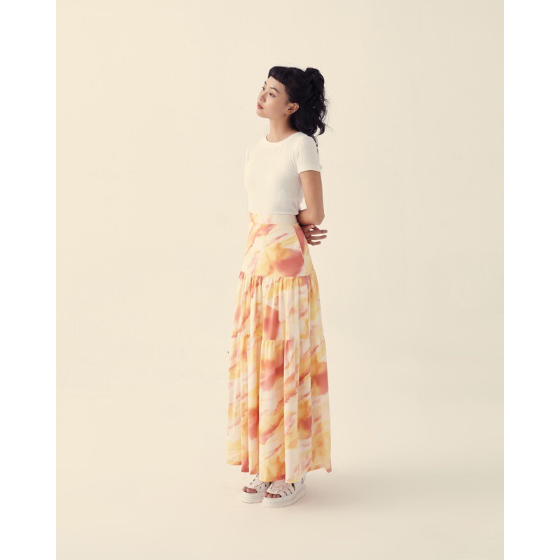 [Mã FAGREAT55 giảm tới 50K đơn 250K] Váy Maxi dài (Trắng-Cam) | BigBuy360 - bigbuy360.vn