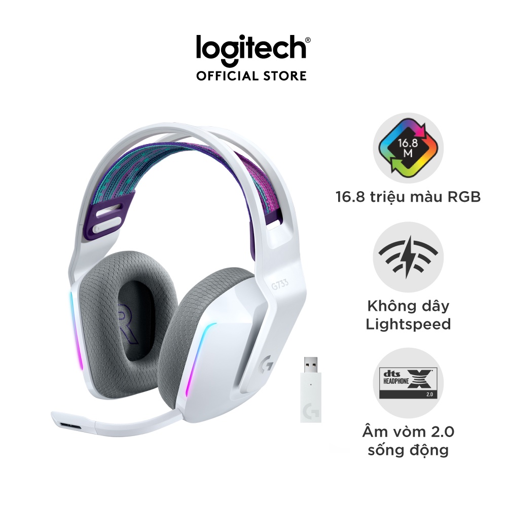 [ELLOGI12 giảm 5% tối đa 150k]Tai nghe chơi game không dây RGB Lightspeed Logitech G733