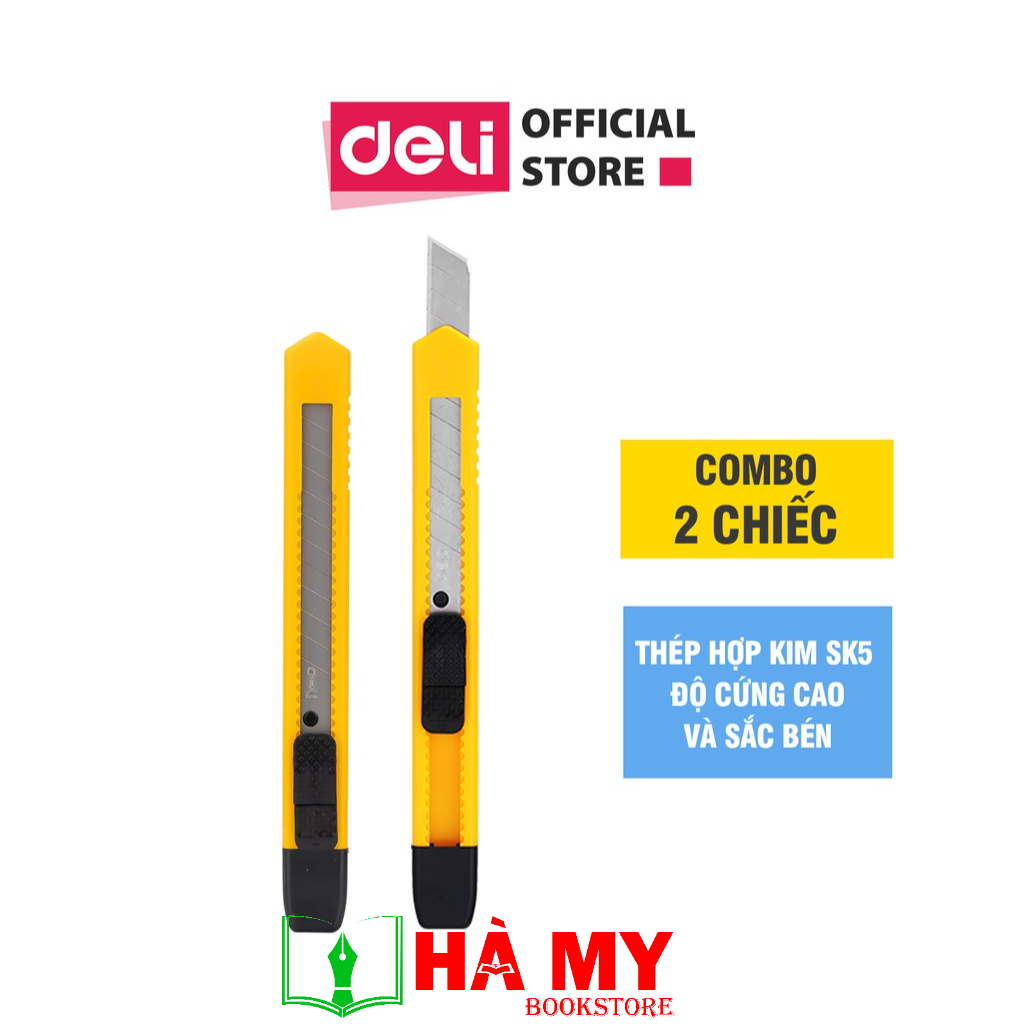 [Hỏa Tốc] Combo 2 cây Dao rọc giấy nhỏ Deli E2051 ( 0.4 x 9 x80mm) - Dao Deli Cao Cấp