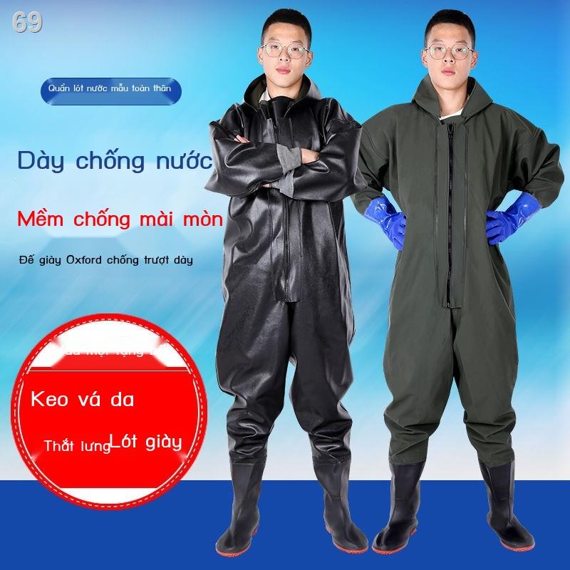 Quần nước, đi mưa dài nửa lưng, áo chống thấm, đồ nam bắt cá, câu 1 củ sen đào, nước toàn thân, nĩa da dày dặn, mài mòn