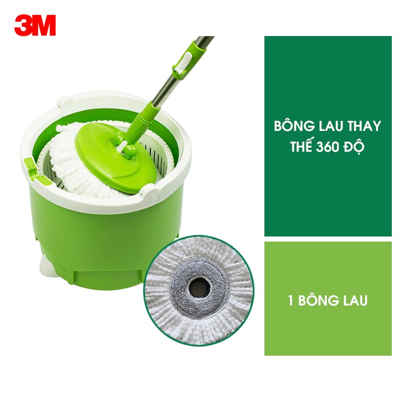 Bông lau thay thế Bộ cây lau nhà 360 độ lồng giặt và vắt tích hợp ScotchBrite 3M