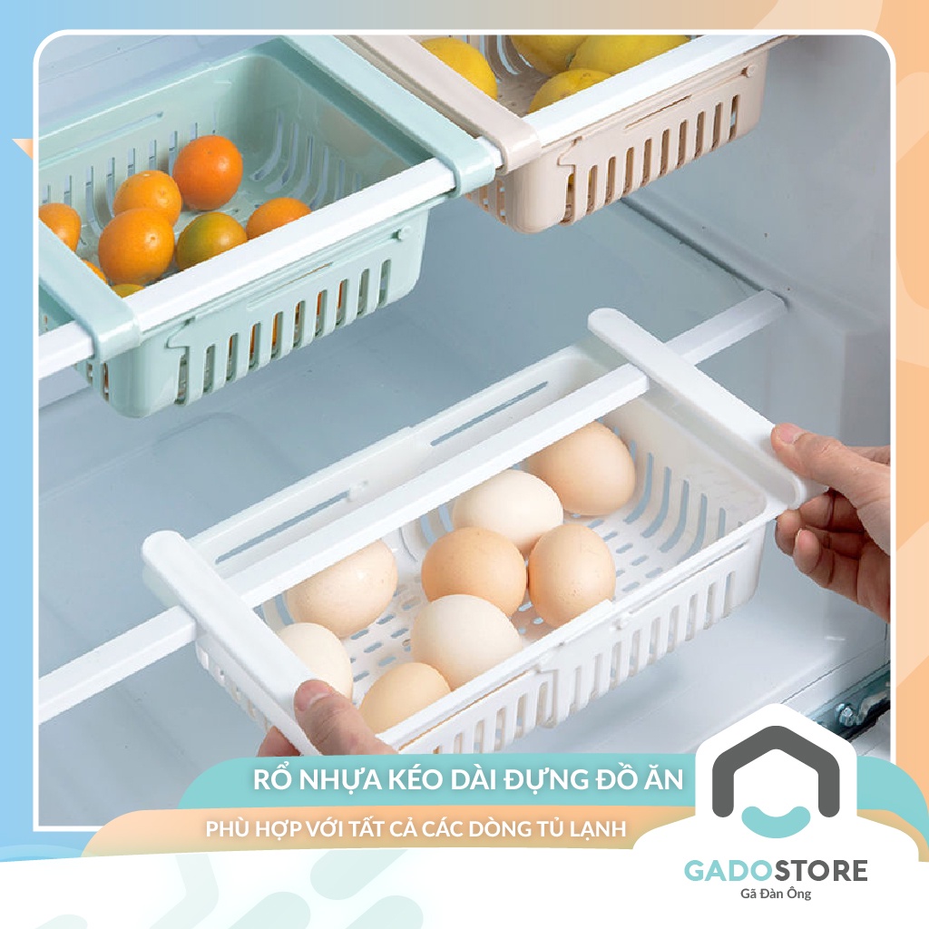 Rổ nhựa tủ lạnh GADO chất liệu nhựa cứng có thể kéo dài đựng đồ ăn rau củ