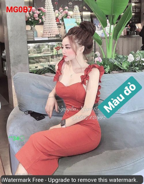 Đầm body thun gân vai bèo