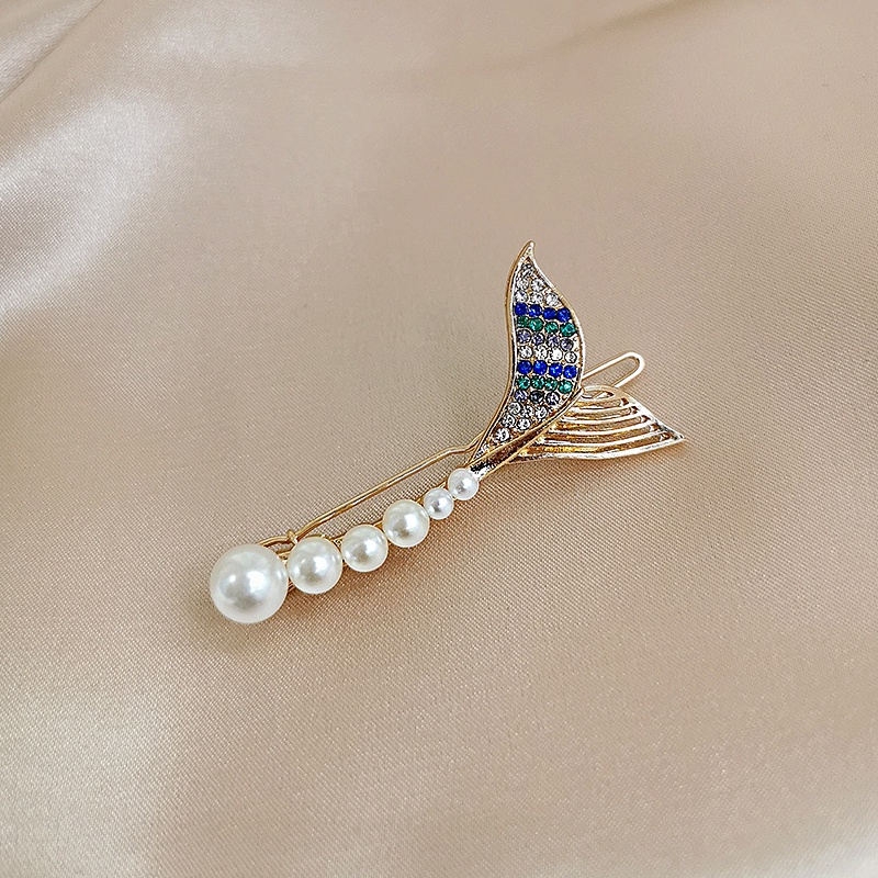 Kẹp tóc hình đuôi cá đính ngọc trai nhân tạo sang trọng