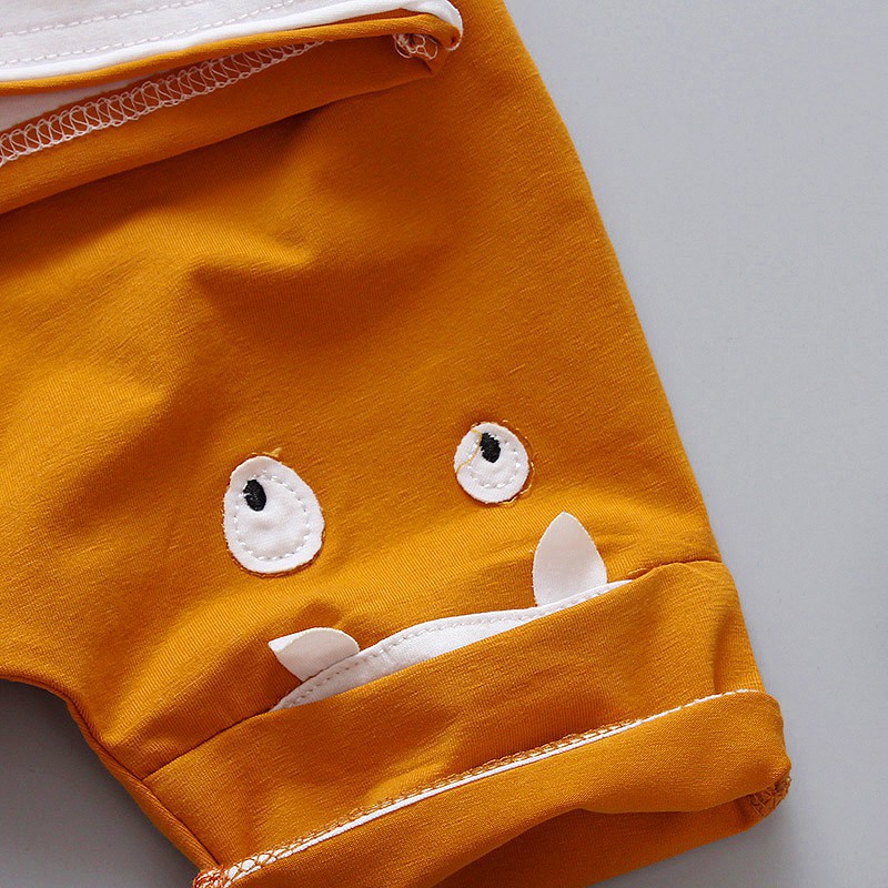 Set áo sơ mi ngắn tay có túi + quần short đáng yêu cho bé trai