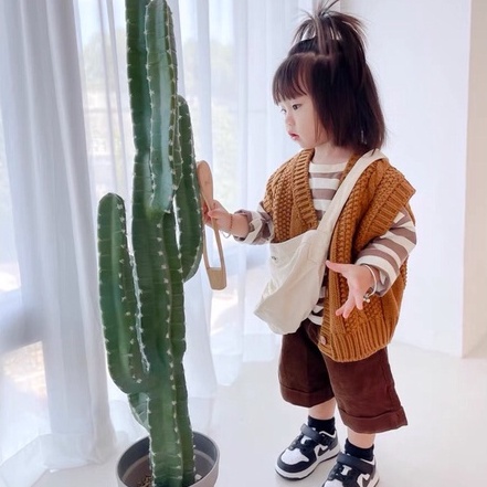 Áo len ghi lê cổ V Hàn Quốc cho bé trai bé gái size 80-130