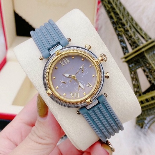 Đồng Hồ Thời Trang Cao Cấp, Đồng Hồ Nữ Đeo Tay VERSACE dây cao su silicon viền kim loại chống nước Siêu Hót
