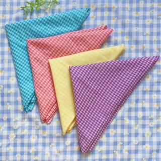 Khăn turban hoạ tiết kẻ màu tím | khăn choàng đầu bandana