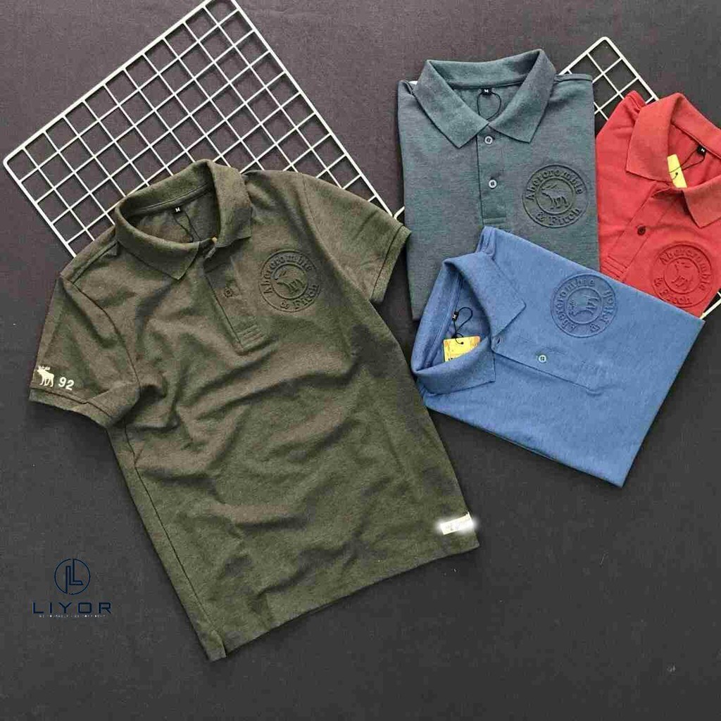 Áo thun nam, áo phông nam (HỖ TRỢ ĐỔI SIZE) cổ bẻ trung niên cao cấp in dập nổi hình đơn giản - Liyor