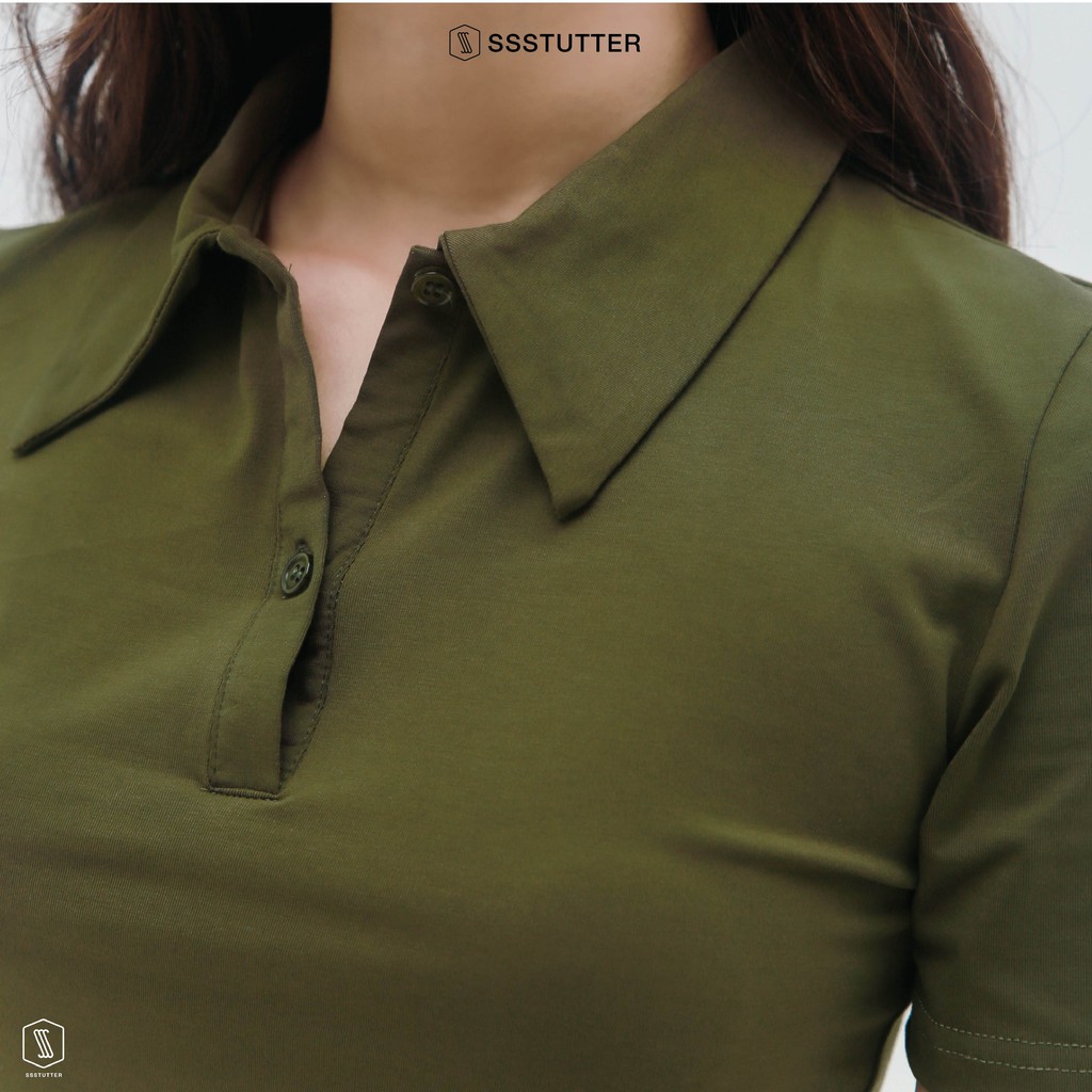 Áo polo croptop ngắn tay nữ SSSTUTTER chất cotton thoáng mát POLO TEE | BigBuy360 - bigbuy360.vn