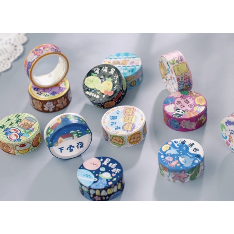 Washi Tape Cuộn băng dính washi tape kích thước: 15mm x 3 mét nhiều chủ đề trang trí vật dụng sổ planner bullet journal