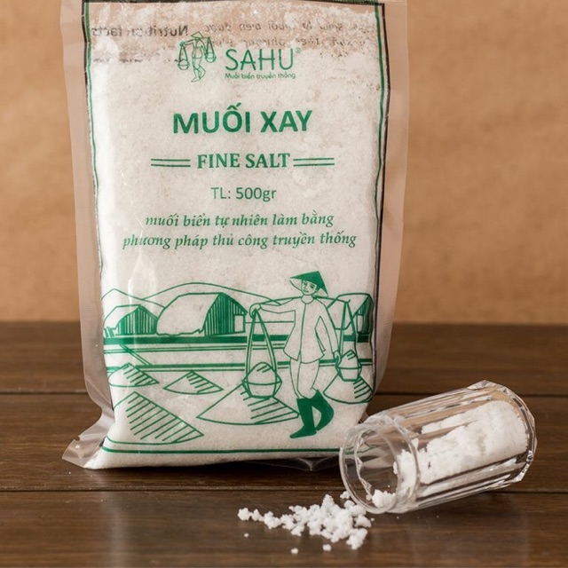 MUỐI XAY SAHU 750gr/túi - muối biển thô truyền thống xay mịn giàu khoáng chất