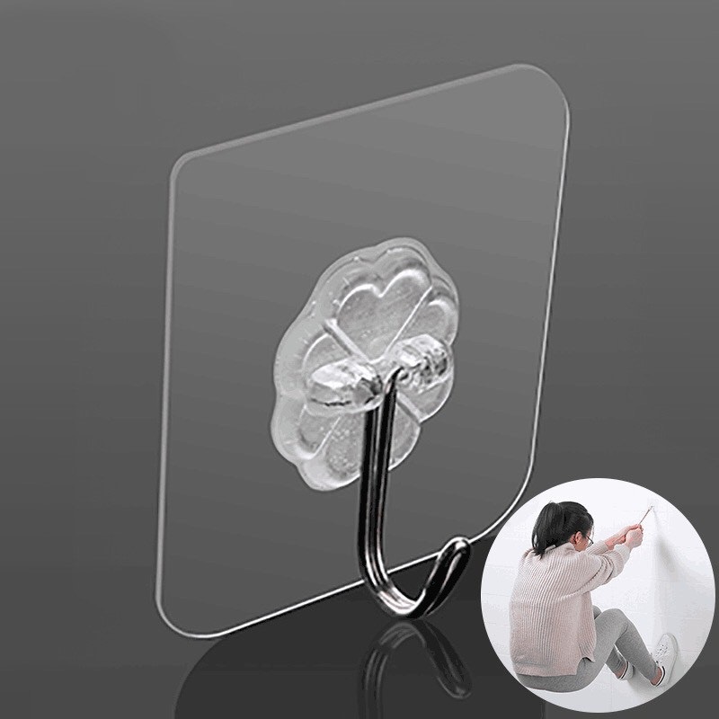 Móc Dán Tường Trong Suốt Dày Dặn 6x6cm Siêu Bền