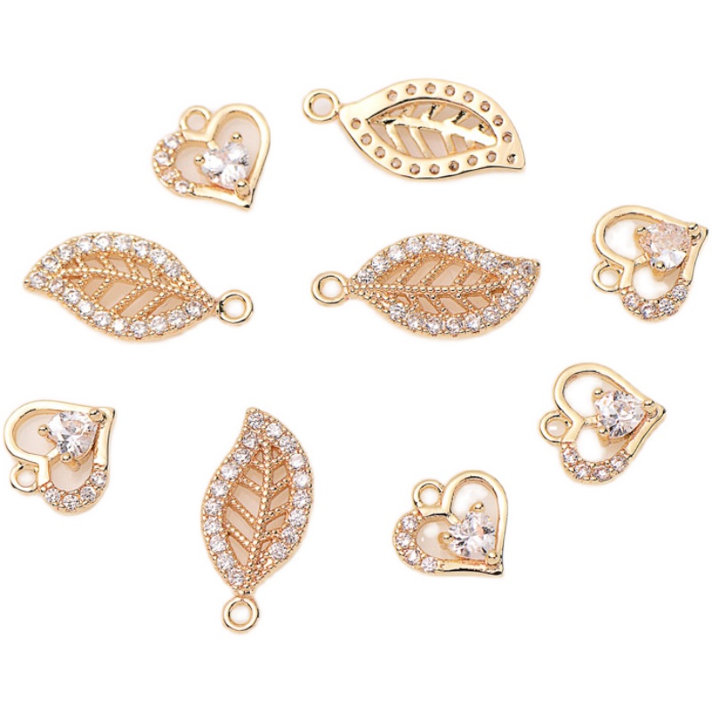 Mặt Trang Sức Bằng Đồng 14K Hình Chiếc Lá Mini Tự Làm Mặt Dây Chuyền/ Khuyên Tai/ Mặt Dây Chuyền