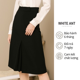 Chân Váy Công Sở Dáng Chữ A WHITE ANT Thiết Kế Dập Ly Đuôi Cá Cạp Đính Cúc Tinh Tế 110203003B.100