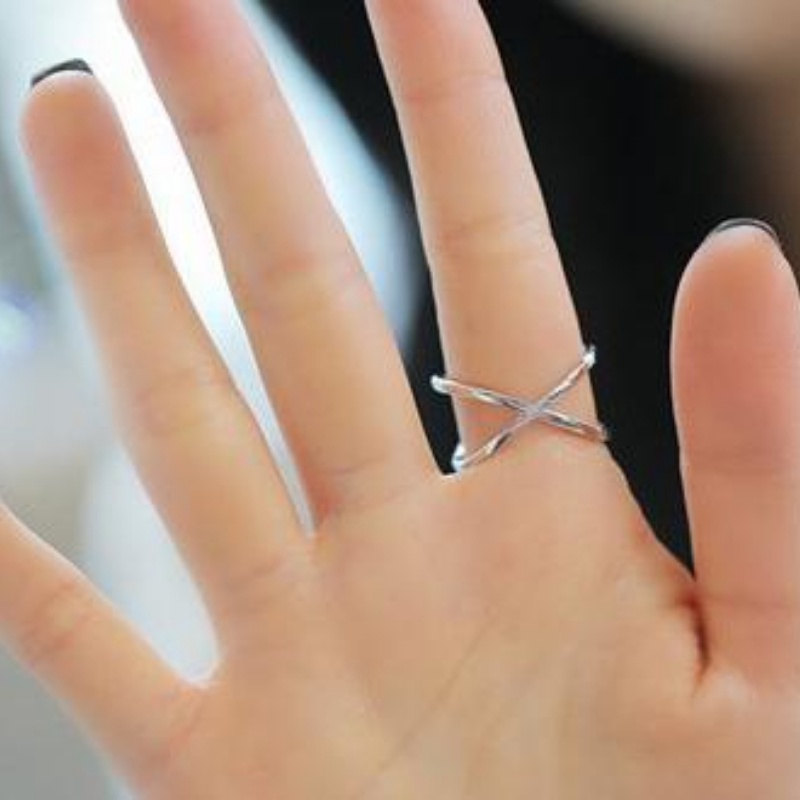 Nhẫn đeo ngón tay thiết kế hình chữ X 3D sáng tạo