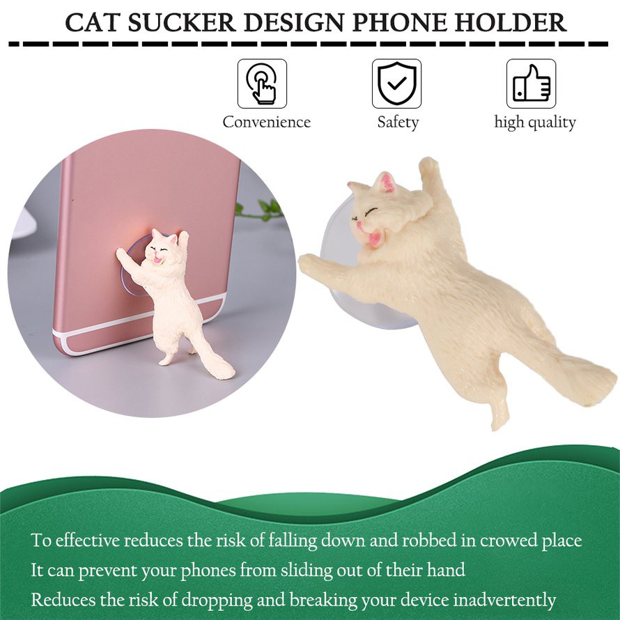 Giá đỡ điện thoại đế giác hút hình mèo bằng nhựa xinh xắn