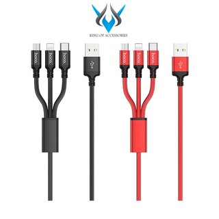 Cáp sạc đa năng 3in1 hoco x14 cổng microusb / lightning / type-c dài 1m, max 2.4a