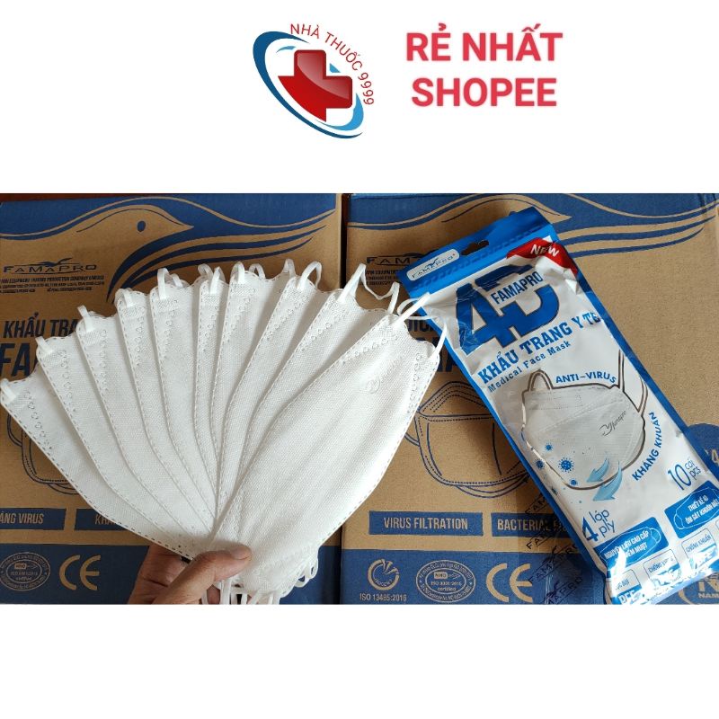 [Chính Hãng] Khẩu Trang 4D Kf94 Famapro Túi 10 Cái Khẩu Trang Kháng Khuẩn 4 Lớp