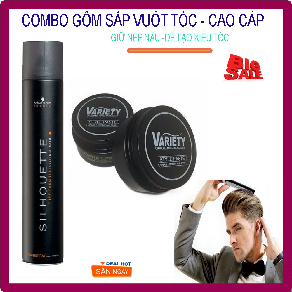 Gôm Sáp Giá Rẻ,Sáp Vuốt Tóc Cho Nam,COMBO Sáp -Gôm Xịt Tóc ,Tạo Nếp Tốt, Giữ Nếp Lâu, Hương Thơm Dịu Cho Bạn Mái Tóc Đẹp