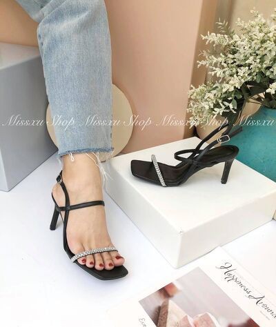 Giày sandal nữ dây mảnh đính đá 7cm thời trang MYSS - SD125