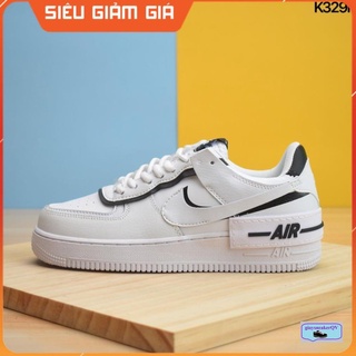 Giày thể thao dành cho nam nữ sneaker Air Force 1 Shadow White Black siêu đẹp trắng viền đen .