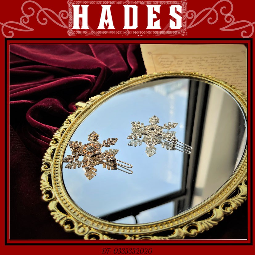 Kẹp tóc đính đá nhân tạo hình bông tuyết - cặp mái phụ kiện trang sức cài tóc cho phái đẹp Hades.js