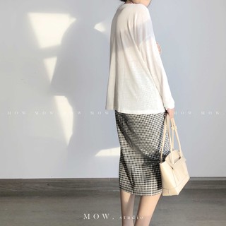 Set áo phông chân váy kẻ ( basic t shirt - gingham skirt ) by Mow studio