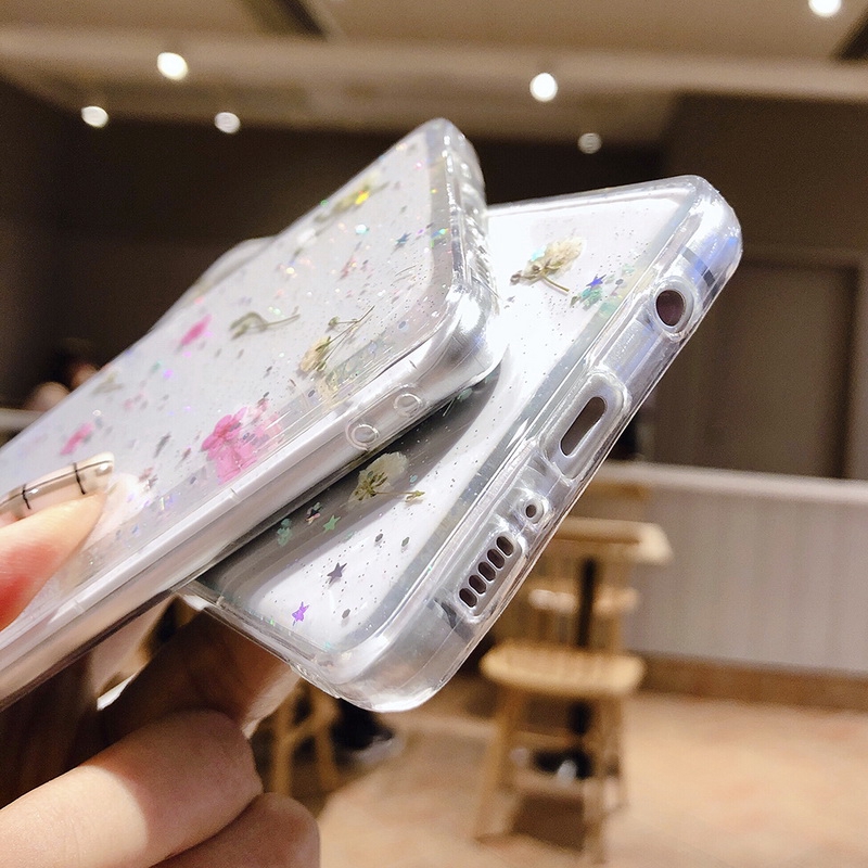 Ốp điện thoại trong suốt ướp hoa khô cho Samsung Galaxy S20 Ultra Note 10 Plus S10