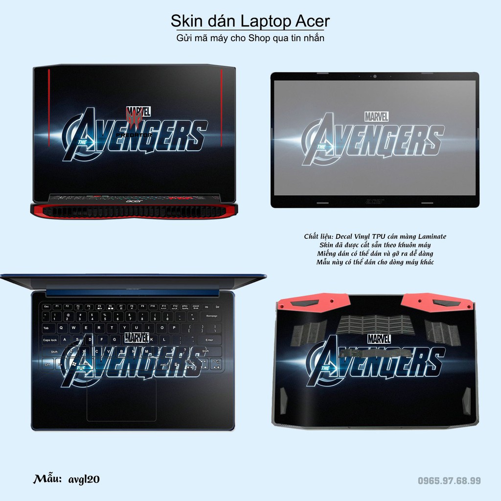 Skin dán Laptop Acer in hình Avenger _nhiều mẫu 4 (inbox mã máy cho Shop)