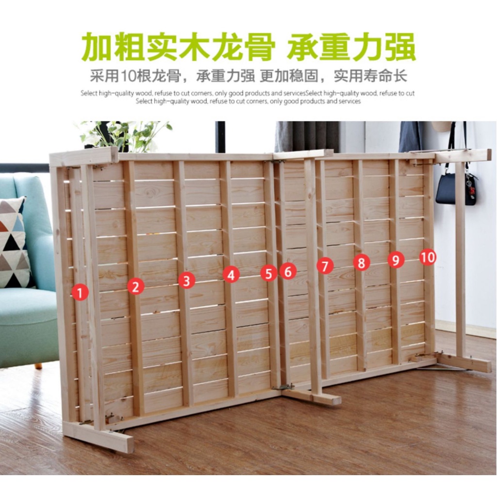 Giường gỗ thông gấp gọn 120x195cm tặng nệm mỏng - Giường xếp gỗ thông