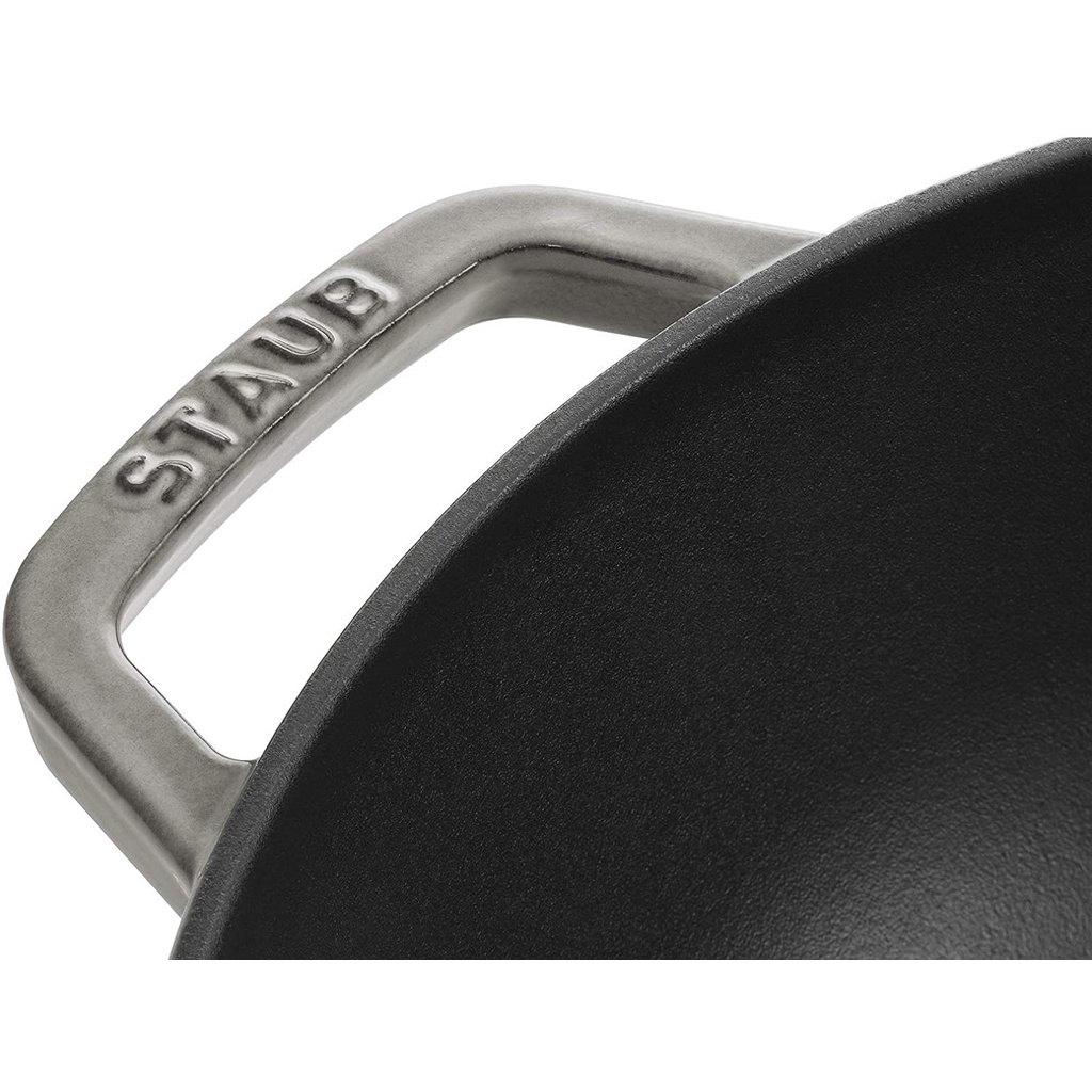 CHẢO GANG STAUB SÂU LÒNG 30CM MÀU XÁM NẮP KÍNH