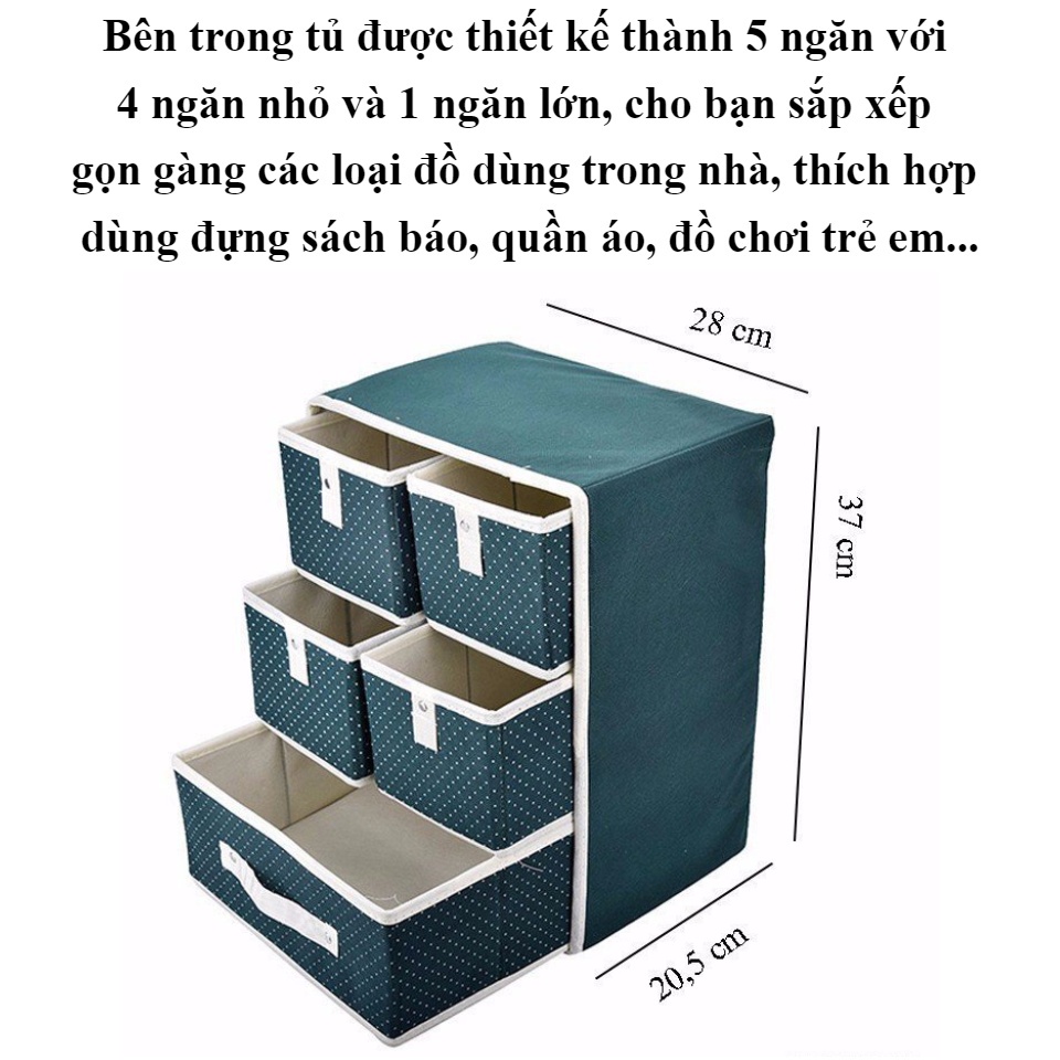 Tủ quần áo ngăn kéo nhựa,Tủ đựng đồ đa năng,Tủ quần áo cho bé, Tủ Đựng Đồ 5 Ngăn 3 tầng, nhỏ gọn tiện ích