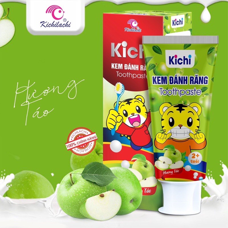 Kem đánh răng Kichilachi cho bé nuốt được,bảo vệ răng nướu an toàn 60gr