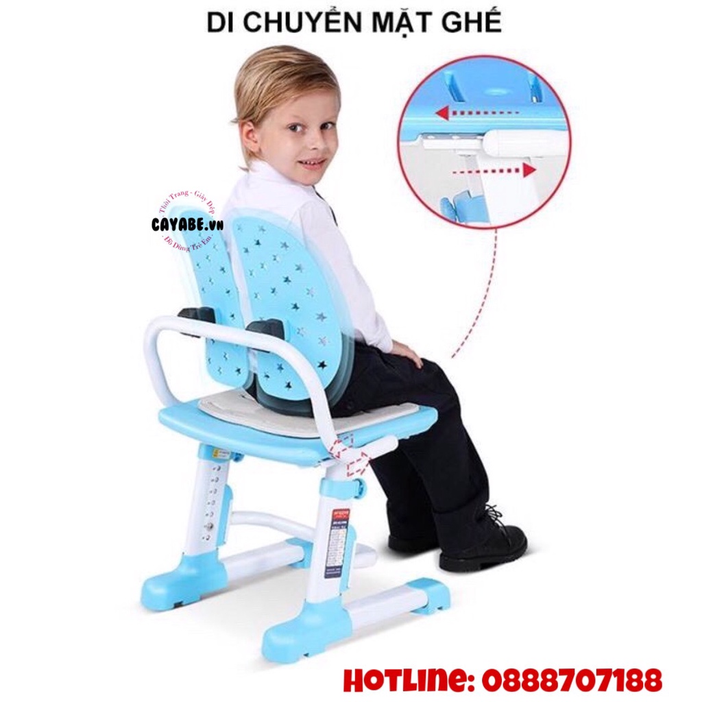 BỘ BÀN GHẾ THÔNG MINH CHỐNG GÙ, CHỐNG CẬN CAYABE CB-001 DÀI 80 CM CHO BÉ MÀU XANH