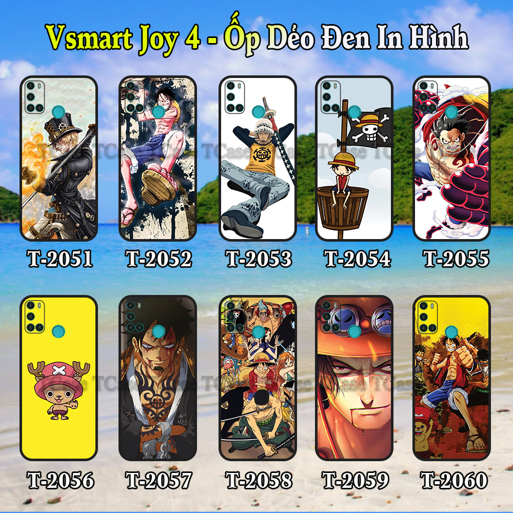 Ốp lưng Vsmart Joy 4 dẻo đen in hình One Piece