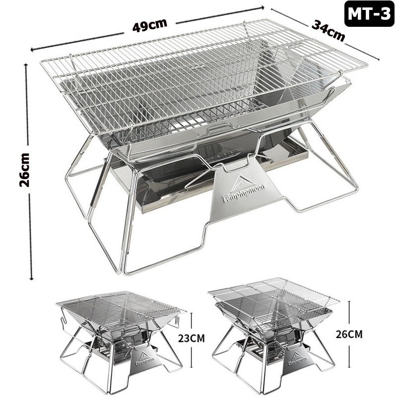 Lò nướng than hoa BBQ ngoài trời CAMPINGMOON cỡ lớn inox 304 dã ngoại du lịch - Bếp nướng thịt - Bếp nướng than hoa BBQ