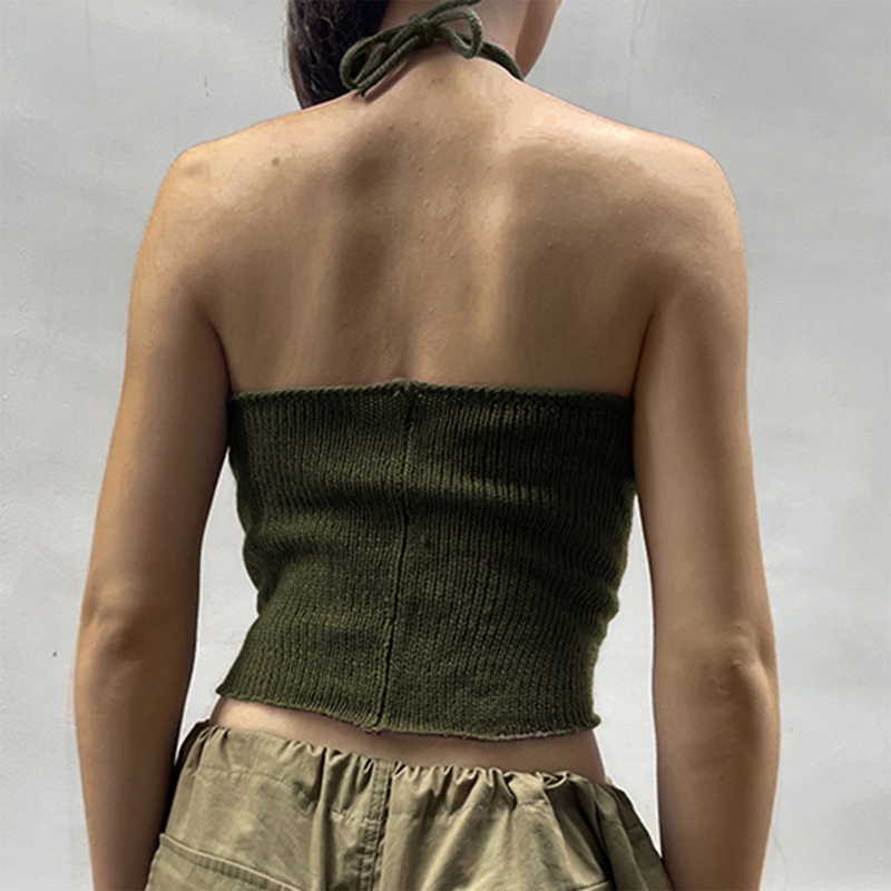 Áo Croptop Dệt Kim Ôm Dáng Hở Lưng Thời Trang Mùa Hè Cho Nữ