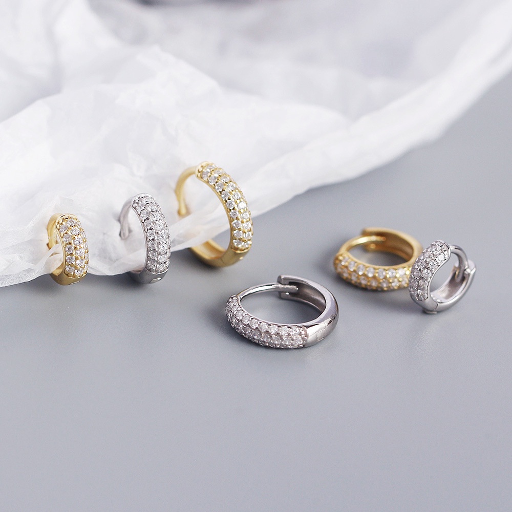 Bông Tai Mạ Bạc 925 Đính Đá Zircon Thời Trang Cho Nam Nữ