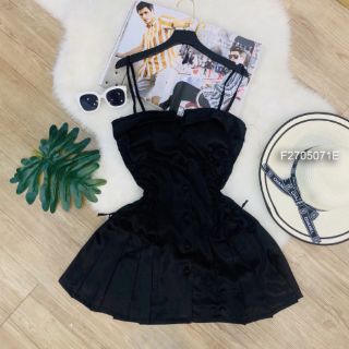 Đầm phi cúp ngực nút bọc dây đan hông!