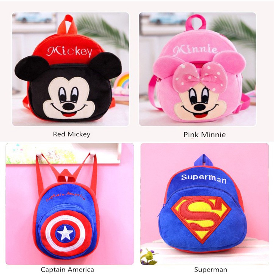 Balo hình nhân vật hoạt hình dễ thương đáng yêu chất liệu lông nhung cho trẻ mẫu giáo