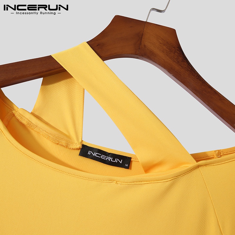 INCERUN Nam giới Dây đeo tay dài thông thường Hollow Out Áo thun co giãn