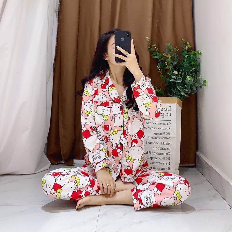 ĐỒ BỘ PIJAMA - PIJAMA THÔ KATE THÁI DÀI TAY QUẦN DÀI NHIỀU MẪU XINH ( ảnh thật - video)