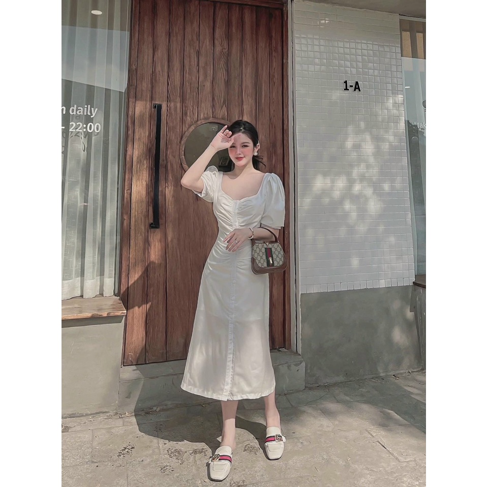 Váy maxi tiểu thư tay bồng dịu dàng, nữ tính, tiểu thư - Hàng có sẵn - Xưởng may Lộc Vân - V42