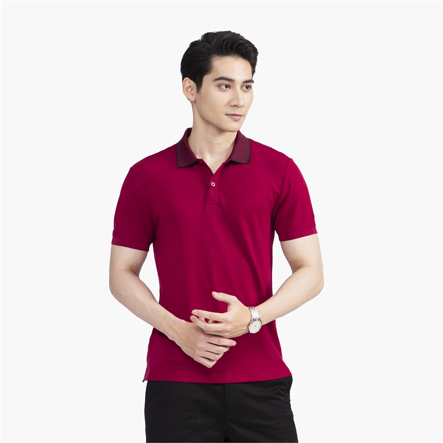 Áo thun polo nam Aristino APS140S2 phông ngắn tay có cổ bẻ dáng slim fit ôm nhẹ màu booc đô vải Cupro cao cấp