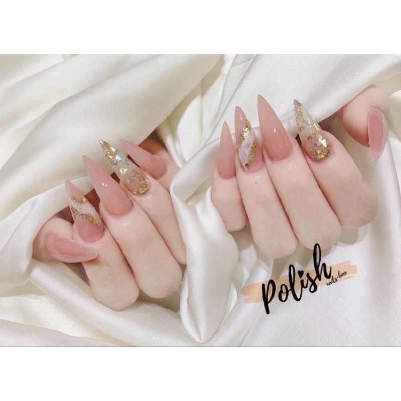 🎀 Nail box, móng up thiết kế thạch nâu kim tuyến🎀