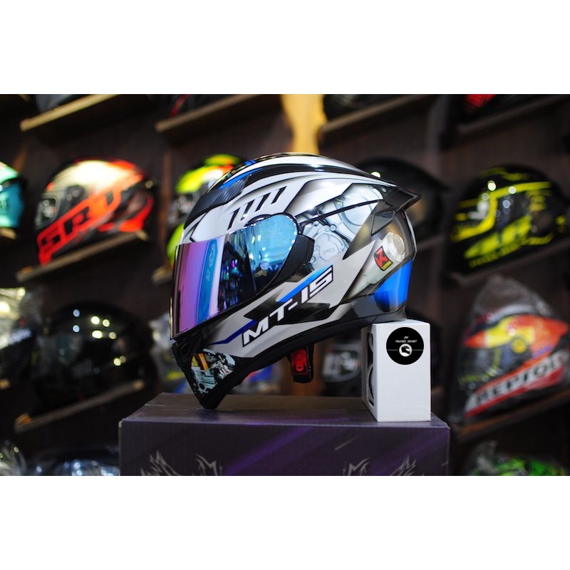 Mũ bảo hiểm Fullface Royalm138b Yamaha MT15 bạc xanh
