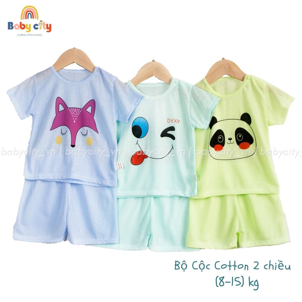 [Mã BABYMOM88 giảm 5% cho đơn 50K] Bộ Cộc Tay Hình Thú Cotton 2 Chiều Cho Bé Từ (5 - 18) Kg Giá Tốt, Chuẩn Form