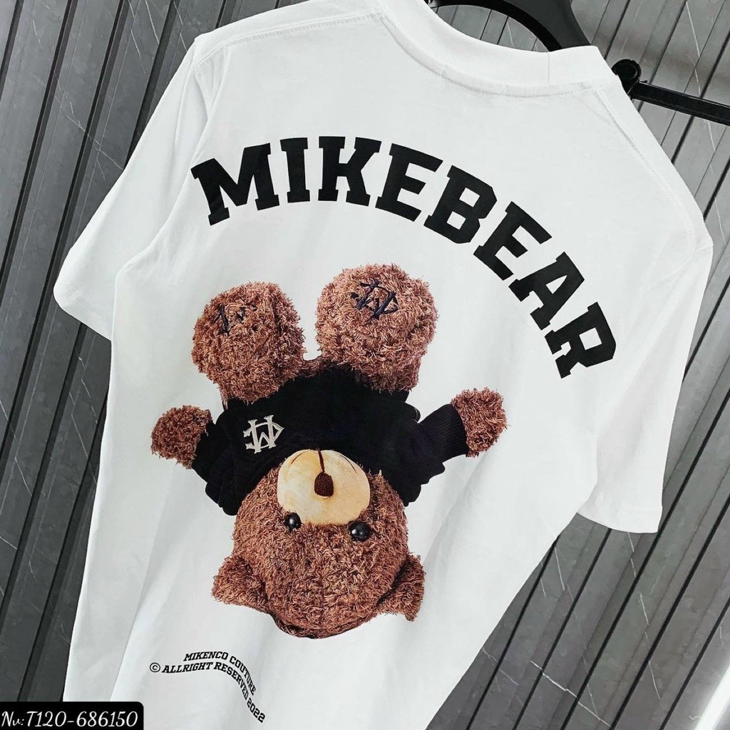 Áo phông Miken.co Mikebear chất cotton HARIQUEEN - Áo thun tay lỡ nam nữ unisex hót trend freeisze form rộng 65kg